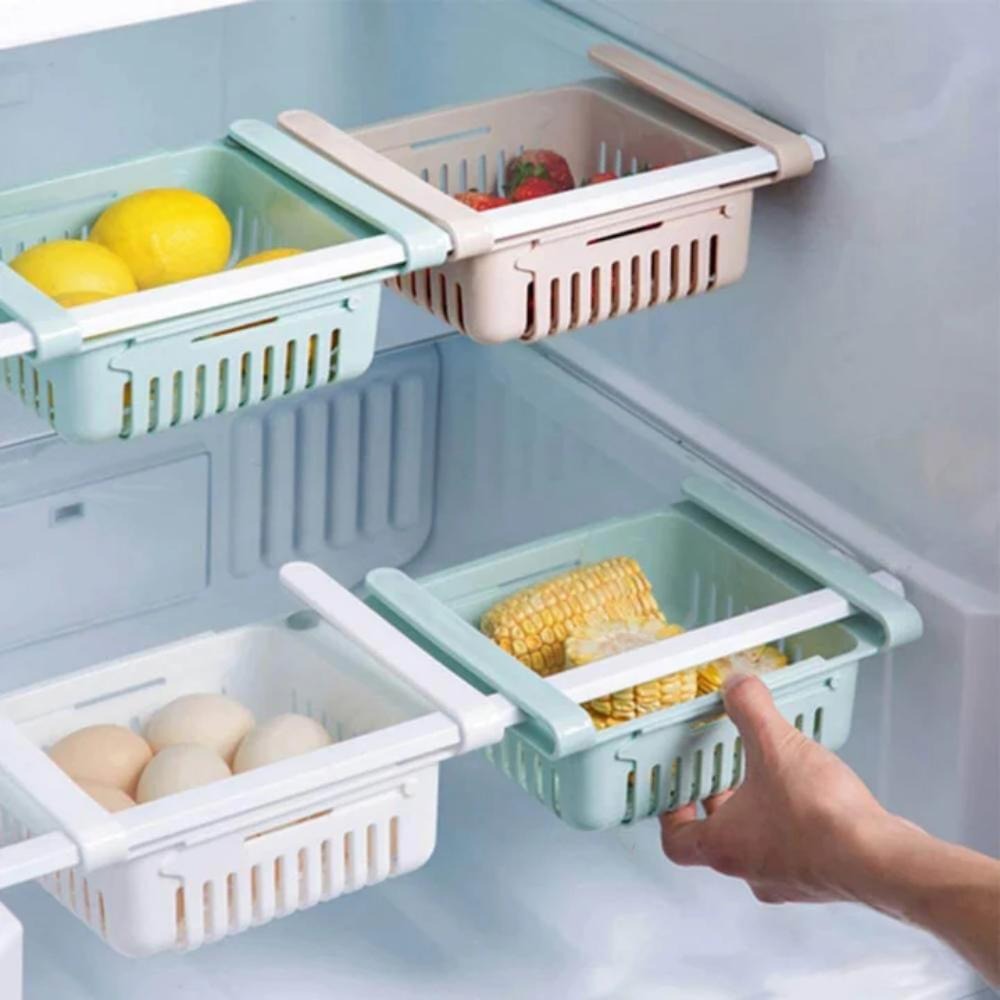 Adjustable Fridge Storage Basket, Best Space Saving Gadget and Organizer with Pull-Out Drawers, Best for Refrigerators