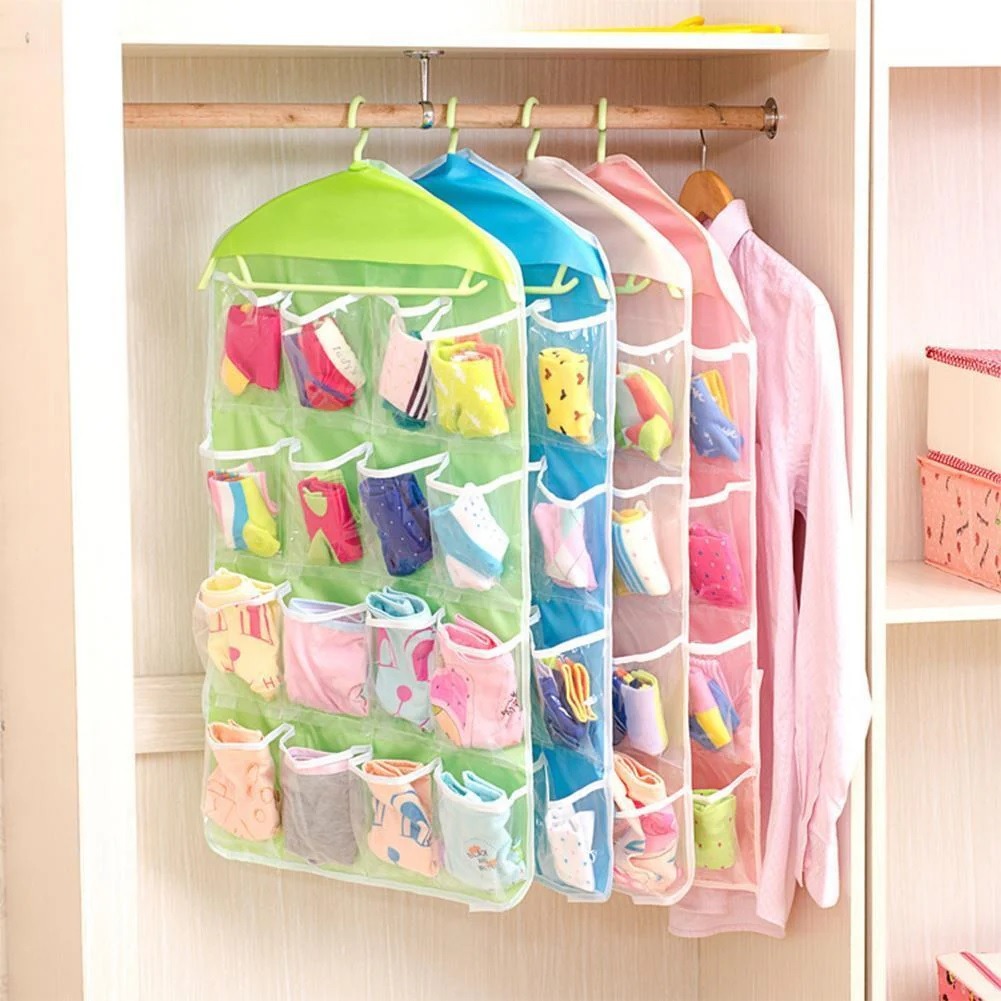 Hanging Closet Organizer – Multi-Pocket Wardrobe Storage Bag with Clear Pockets
