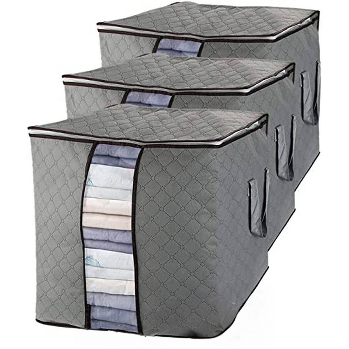 Large Foldable Clothes Storage Bag with Clear Window – Blanket, Quilt & Wardrobe Organizer
