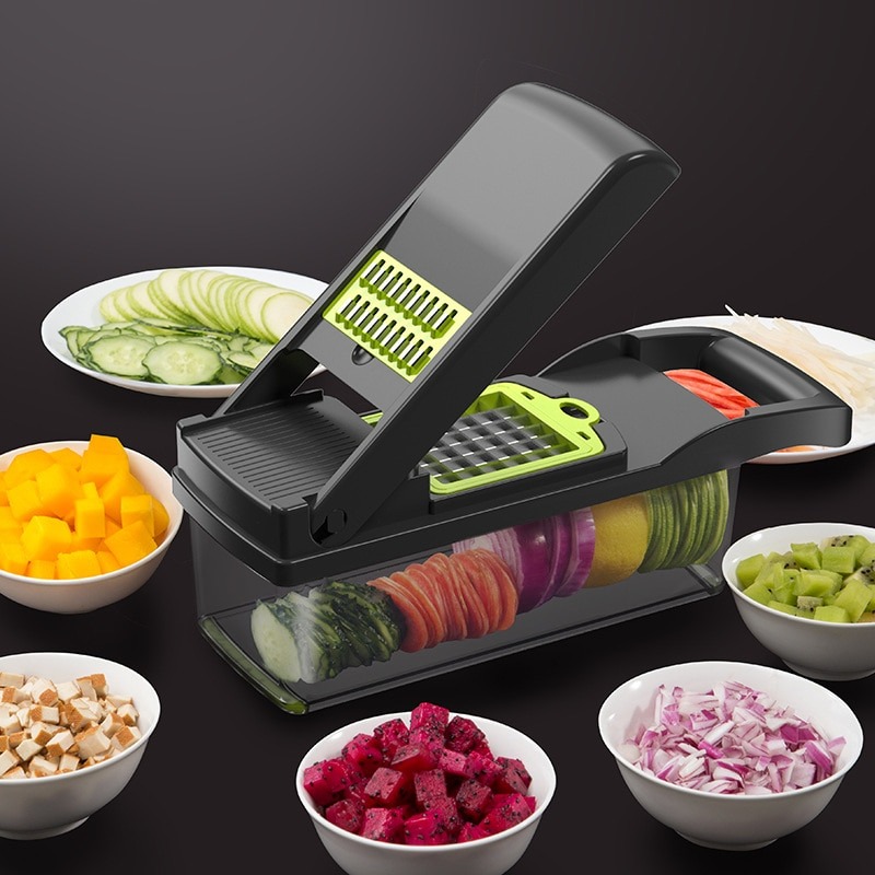 Multifunctional Vegetable Chopper & Adjustable Mandoline Slicer with Storage Container