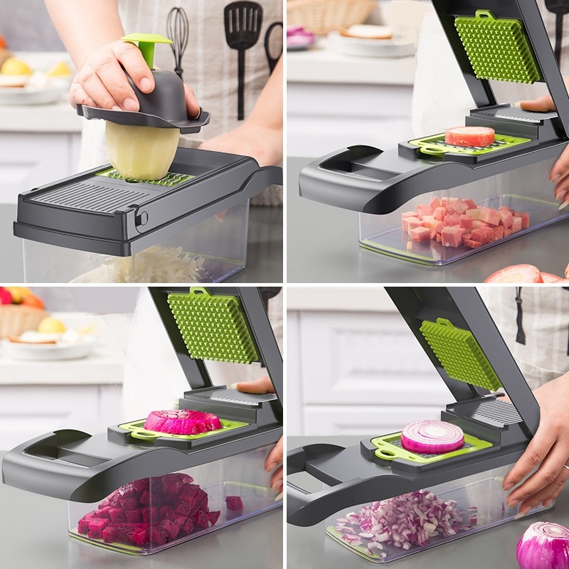 Multifunctional Vegetable Chopper & Adjustable Mandoline Slicer with Storage Container - Image 2