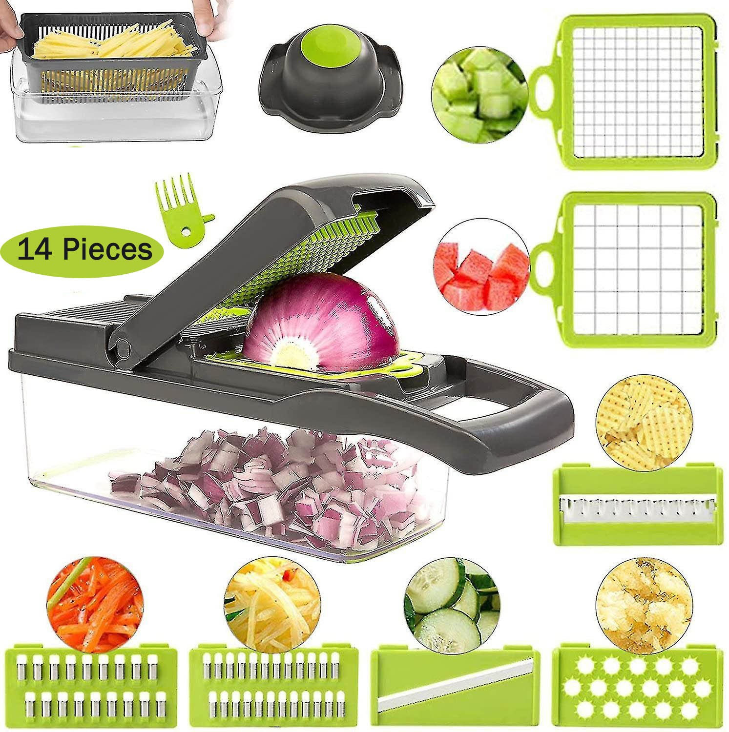 Multifunctional Vegetable Chopper & Adjustable Mandoline Slicer with Storage Container - Image 4