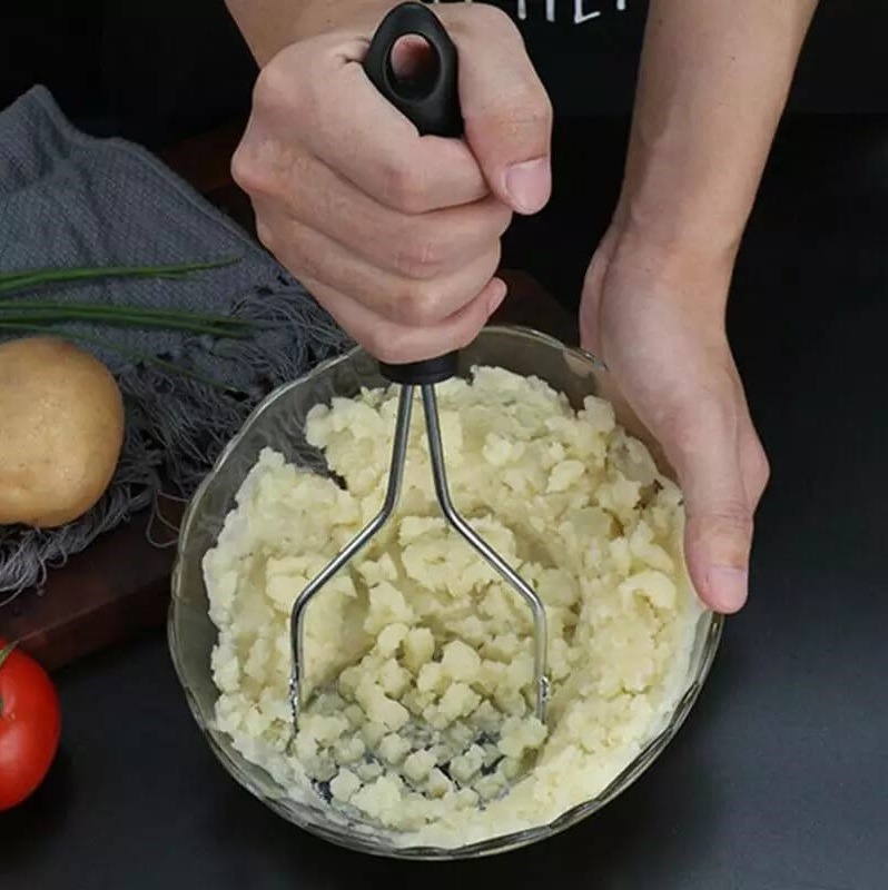 Heavy Duty Stainless Steel Potato Masher with Ergonomic Handle